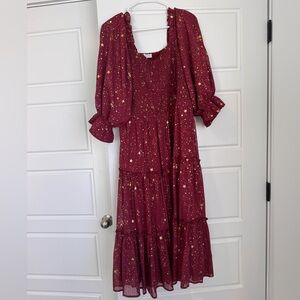 Ivy City Co Starry Nights Burgundy Dress
